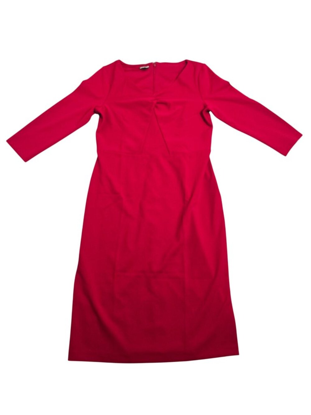 Talbots Red Midi Dress Women's Size 10 3/4 Sleeve Back Zip Cocktail Career